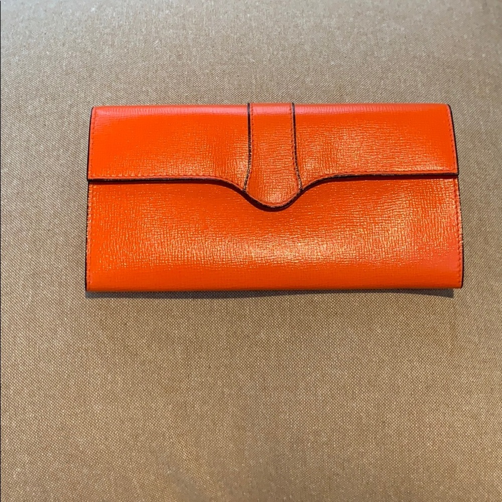New Valextra Orange Leather Waller